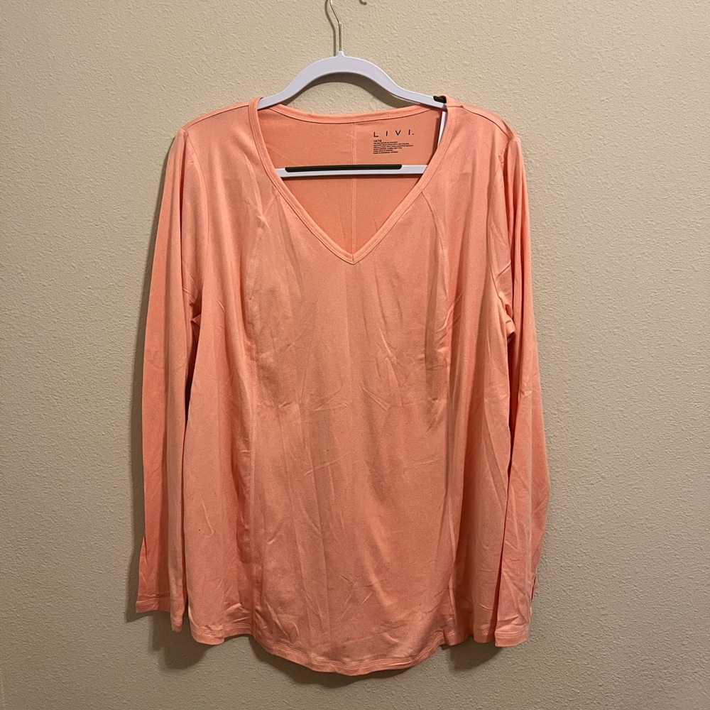 Livi Active Lane Bryant long sleeve V-neck athletic shirt top size 14/16